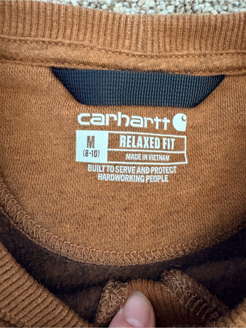 Carhartt Women's Brown Crewneck Sweatshirt with Sleeve Logo - Picture 2 of 9